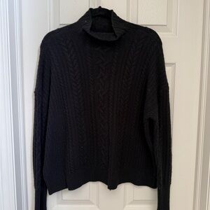 Ralph Lauren Black Cashmere Blend Cable Knit Sweater Size Large